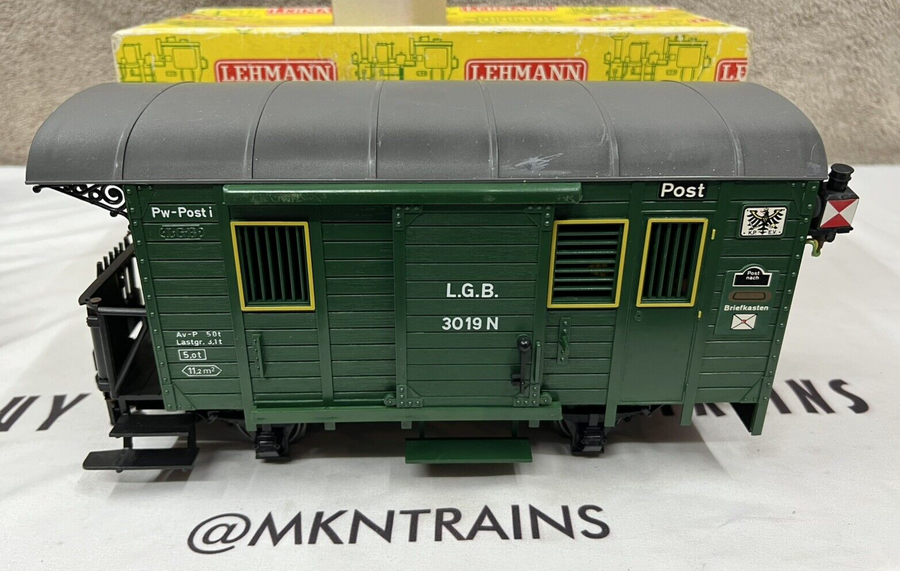 LGB 3019N Postal/Baggage Car w/Metal Wheels & Lights G Scale NOS LN Box