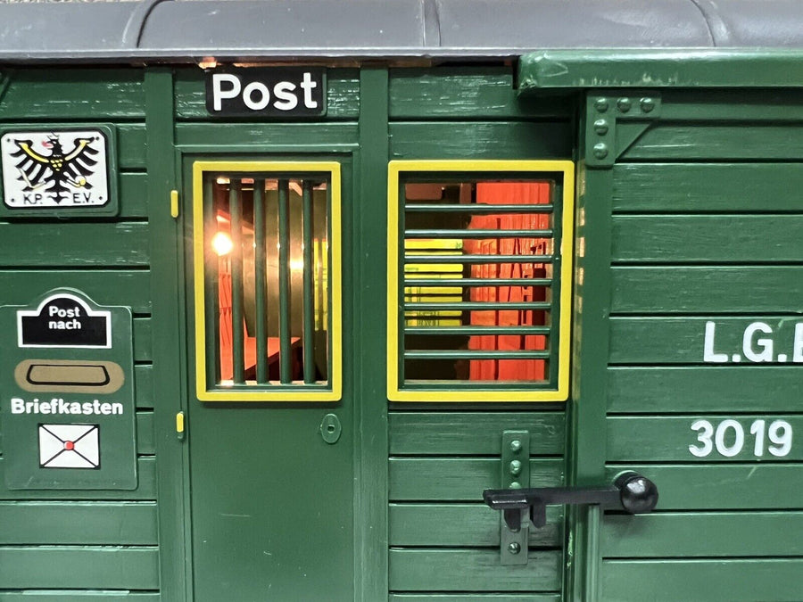 LGB 3019N Postal/Baggage Car w/Metal Wheels & Lights G Scale NOS LN Box