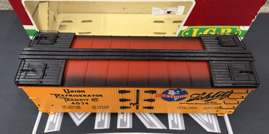LGB 4074 Z 02 UNION REFRIGERATOR TRANSIT, SCHLITZ BEER REEFER G SCALE EX/Box