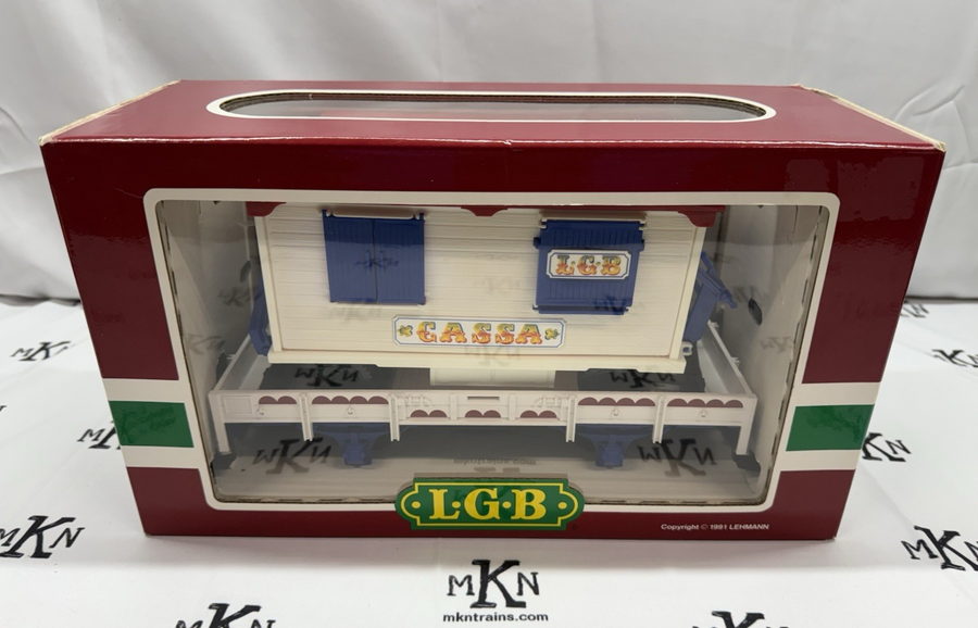 LGB 4037 Circus CASSA Wagon on Flat Car New Original Box G Scale