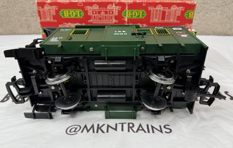 LGB 3019N Postal/Baggage Car w/Metal Wheels & Lights Tested G Scale EX/Box
