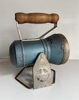 Vtg Blue Star Headlight Lantern Co Flashlight Railroad Light Lamp Wood Handle 6v