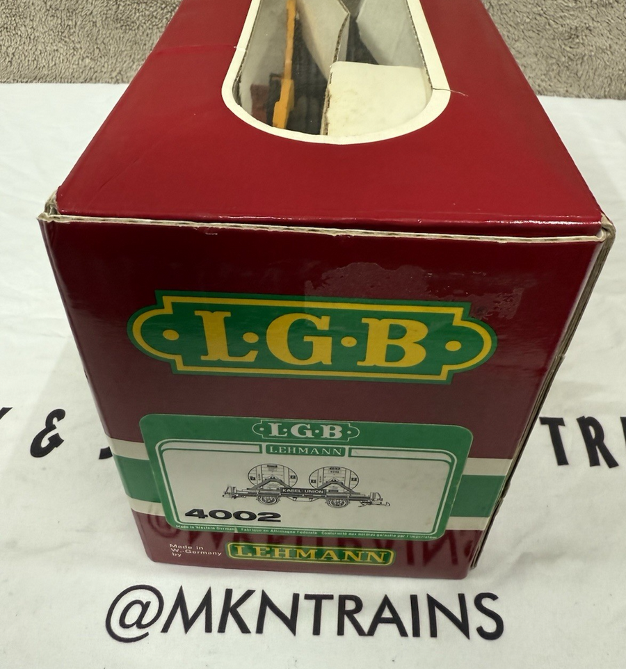 LGB 4002 G Scale Kabel Union Flatcar with Yellow Cable Reels New/Box