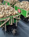 Bachmann G SCALE Wood Side Dump Cars (4 total) with Custom Gold Loads Very Nice