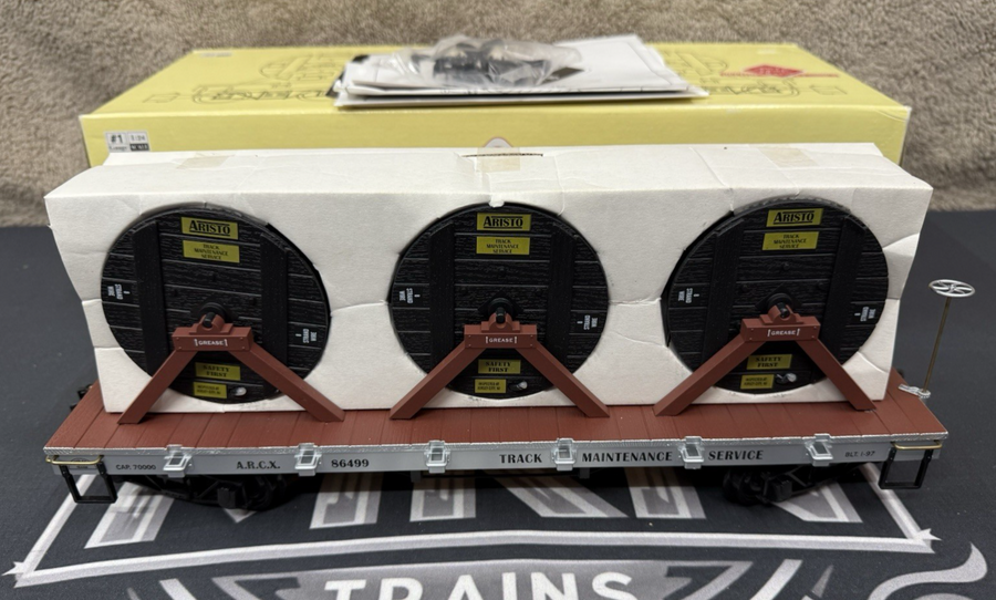 Aristo Craft ART- 86499 Flat Car with Cable Reel Load Brand New G Scale