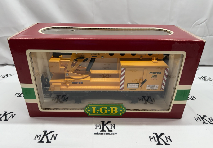 LGB 4042 G Scale Matra Yellow Construction Crane Car New with Sleeve