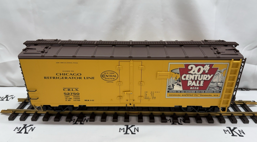 Aristo-Craft ART-46222 NYC 20th Century Pale Beer Steel Reefer Car G Scale