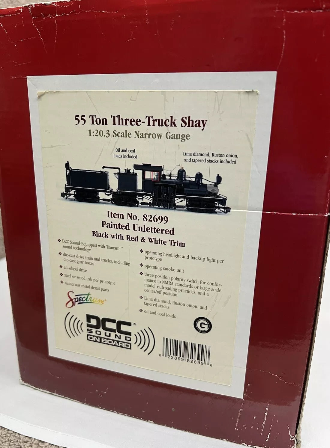 Bachmann 82699 Spectrum 55 Ton 3-Truck Shay Steam Locomotive