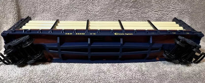 LGB 45540 C&O CHESSIE SYSTEM Modern Bulkhead FLAT CAR with PIPE LOAD LN/MINT BOX